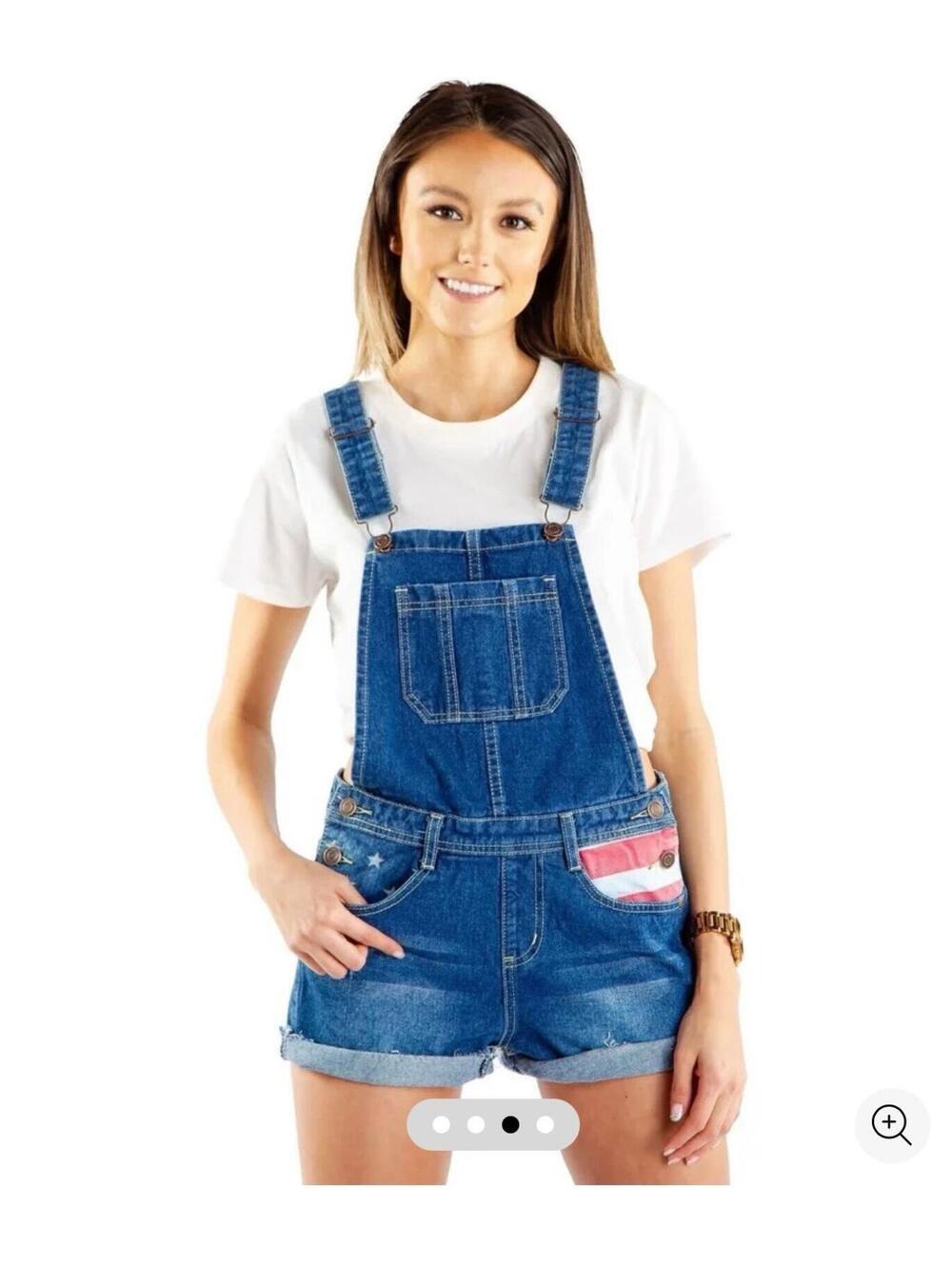 Tipsy Elves American Flag Denim Shortalls